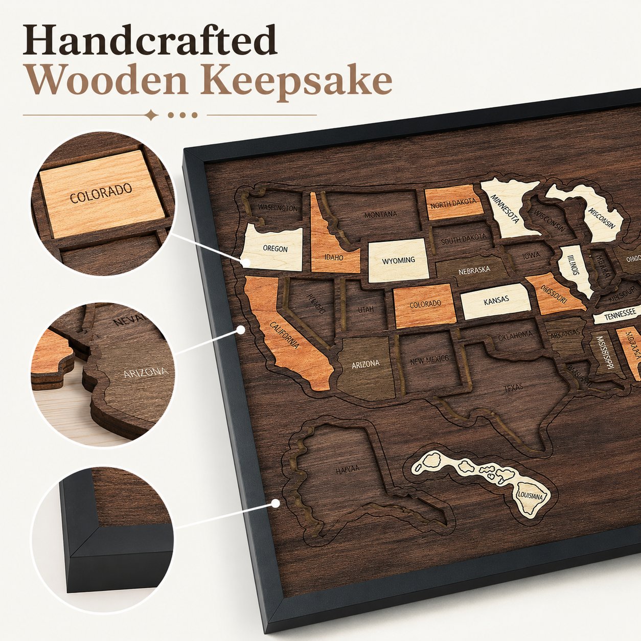 🗺️ Wooden US Travel Map | Removable State Puzzle to Track Your Road Trip Adventures! ✈️-$LX