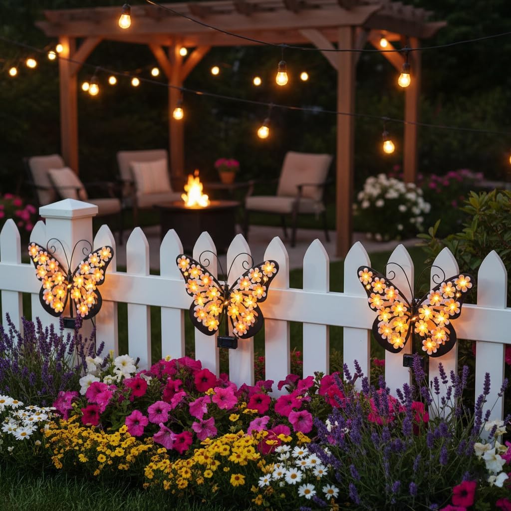 🦋 Solar Lights Outdoor Metal Butterfly Wall Decor ✨ -$AC