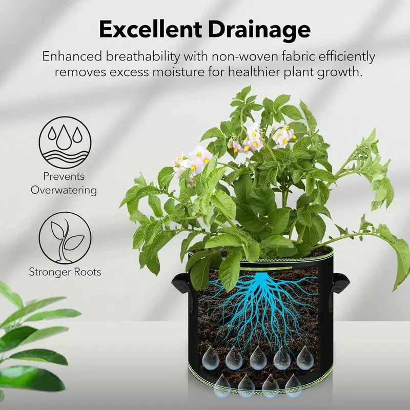 🌱 5-Pack 5 Gallon Grow Bags – Heavy Duty Aeration Fabric Pots with Handles for Vegetables, Flowers & Fruits 🪴-$AC