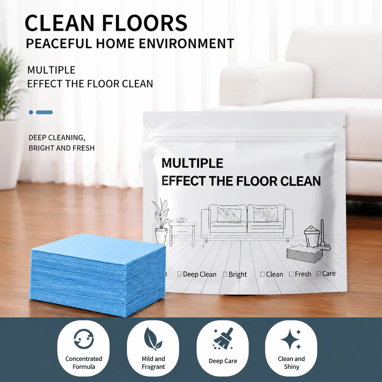 🧼✨100-Pieces Floor Cleaning Tablets Multi-Surface Antibacterial Cleaner -$LX