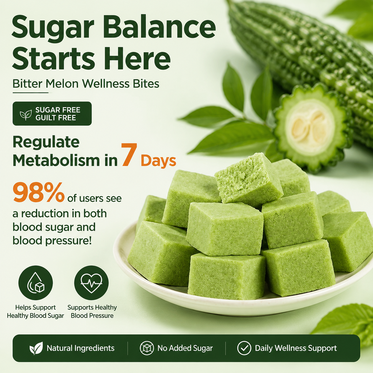 🥒✨ Whole Grain Bitter Gourd Immortal Leaf Cube | Natural Detox Snack, Balances Blood Glucose, Improves Gut Metabolism for Gentle Weight Management-$LA