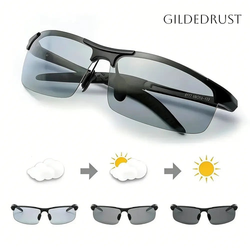 Gildedrust™ HD Polarized Photochromic Sunglasses UV400 Protection | Retro Oversized Square | Unisex 2026 Essential  -WH