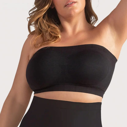 Convertible Strapless Bandeau Bra with Wireless Comfort, Anti-Slip Grip & Removable Straps-WH