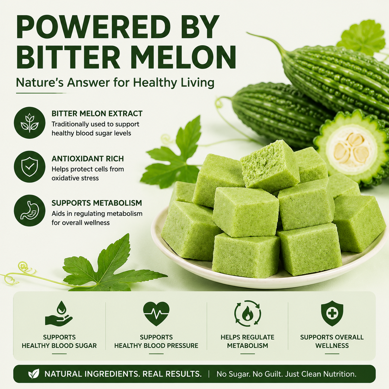 🥒✨ Whole Grain Bitter Gourd Immortal Leaf Cube | Natural Detox Snack, Balances Blood Glucose, Improves Gut Metabolism for Gentle Weight Management -$LX