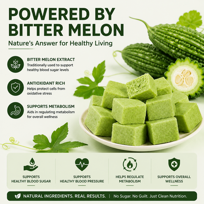 🥒✨ Whole Grain Bitter Gourd Immortal Leaf Cube | Natural Detox Snack, Balances Blood Glucose, Improves Gut Metabolism for Gentle Weight Management -$LX