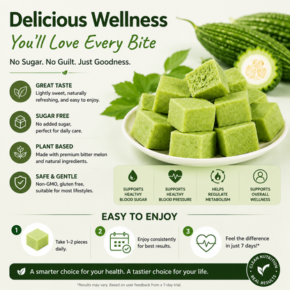 🥒✨ Whole Grain Bitter Gourd Immortal Leaf Cube | Natural Detox Snack, Balances Blood Glucose, Improves Gut Metabolism for Gentle Weight Management -$LX