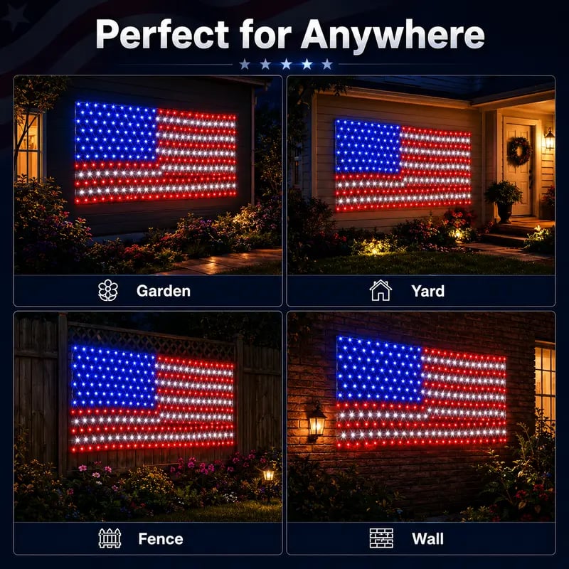⭐USA 250th Anniversary 49% OFF⭐Solar American Flag Lights Outdoor-WH