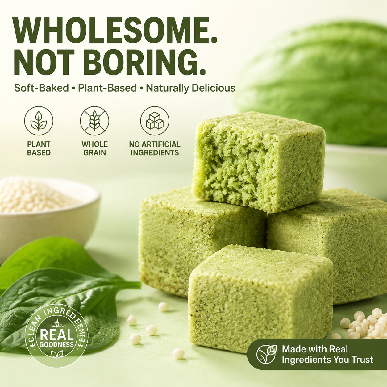 🥒✨ Whole Grain Bitter Gourd Immortal Leaf Cube | Natural Detox Snack, Balances Blood Glucose, Improves Gut Metabolism for Gentle Weight Management -$LX