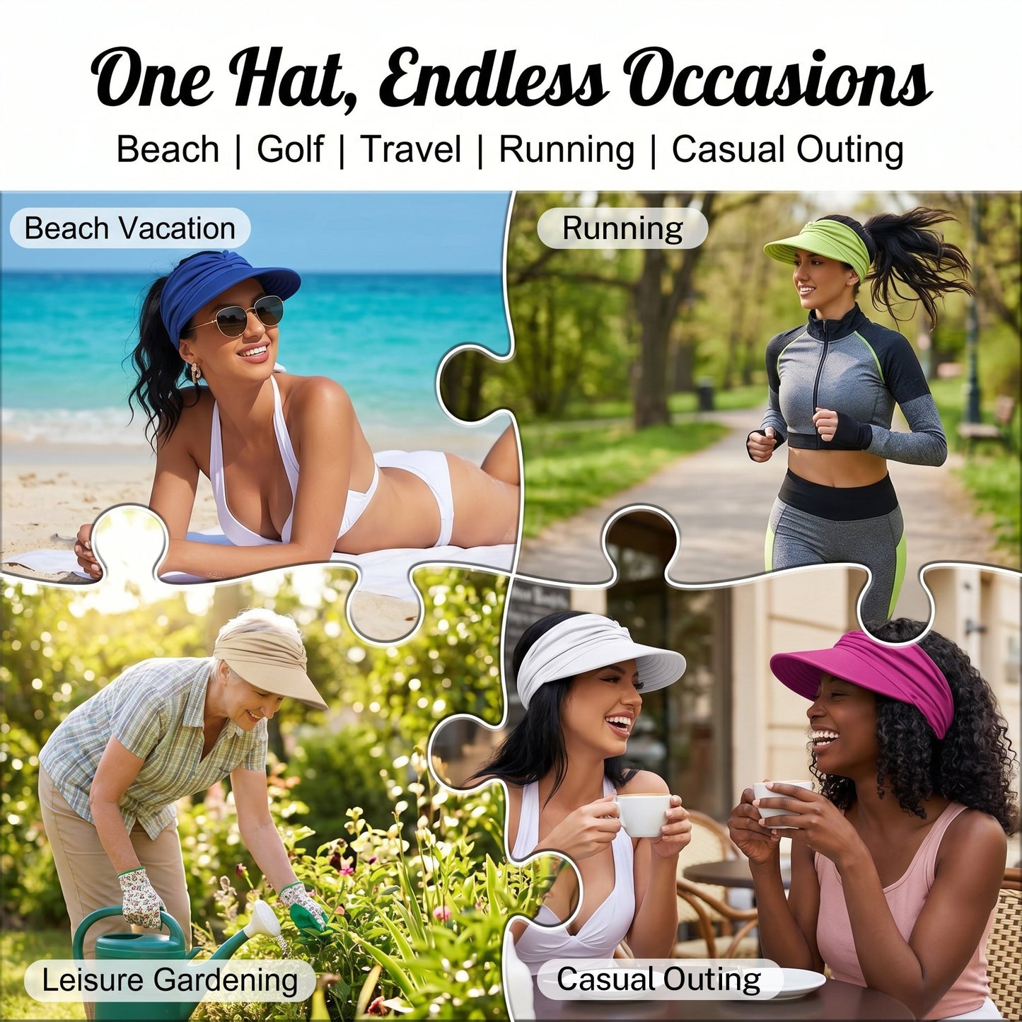 UPF 50+ SunVisor PonytailHat-$LA