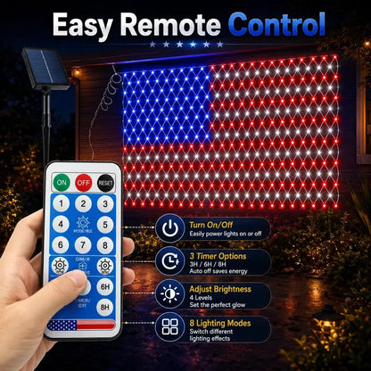 ⭐USA 250th Anniversary 49% OFF⭐Solar American Flag Lights Outdoor-WH
