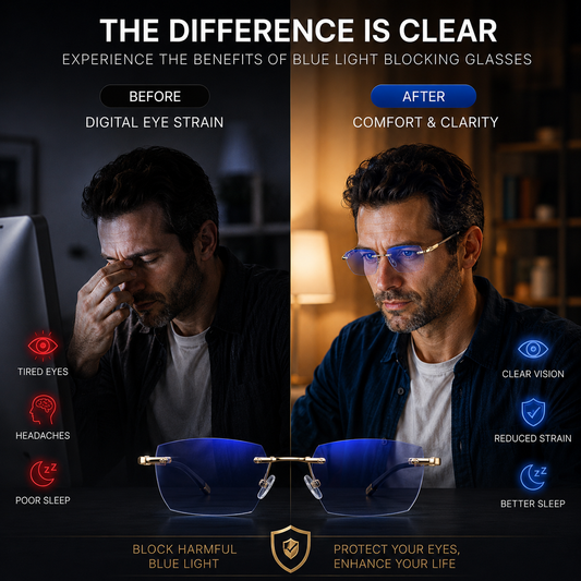 🔥Advanced Frameless Anti-Blue Light Glasses👓 | Auto-Focus Tech, Radiation Shield & UV Protection to Relieve Eye Strain-WH
