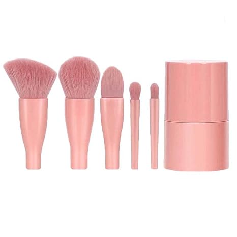 Easy-taken Travel Makeup Brush Set. COSHINE 5pcs Mini Complete Function Cosmetic Brushes Kit (5pcs with holder)