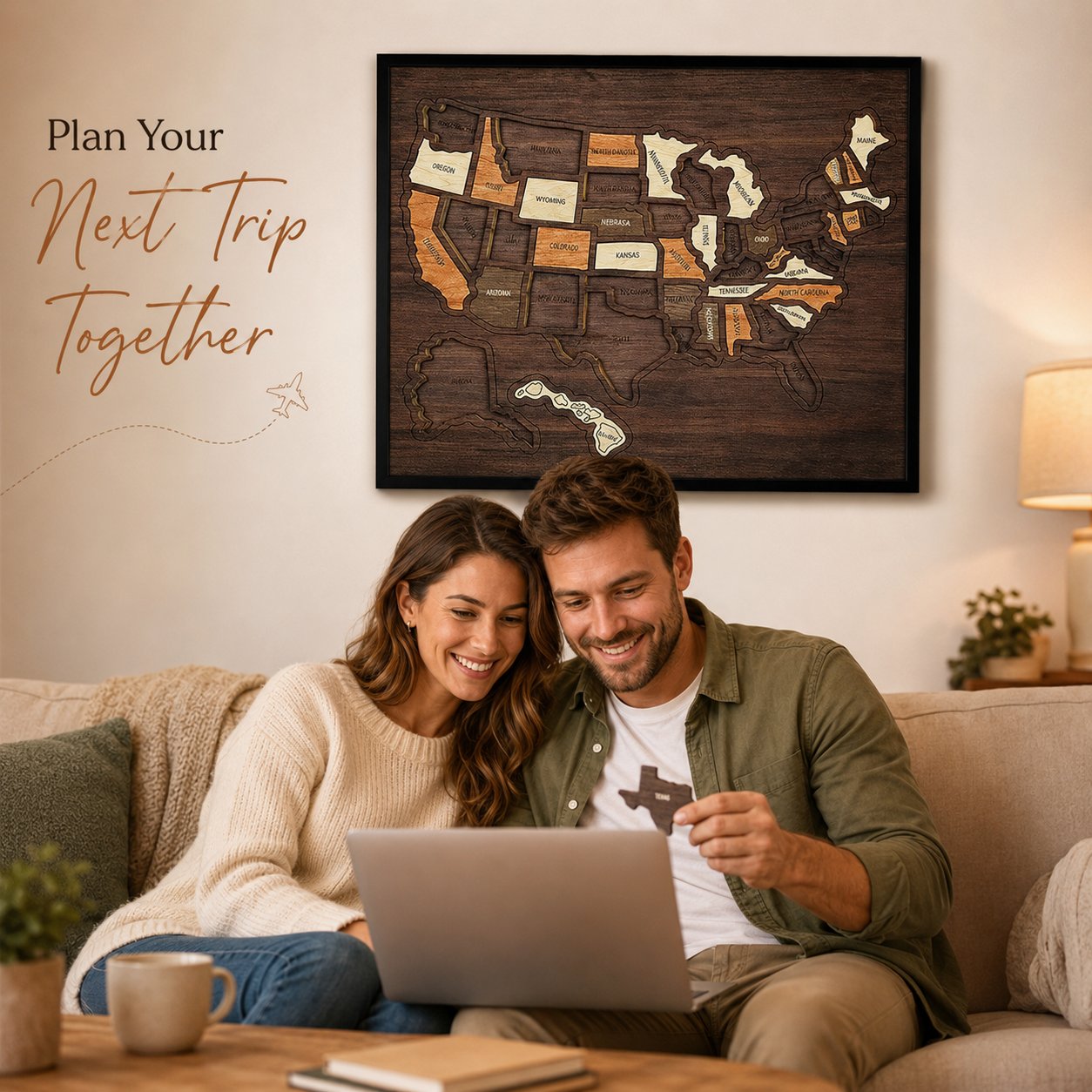 🗺️ Wooden US Travel Map | Removable State Puzzle to Track Your Road Trip Adventures! ✈️-$LX