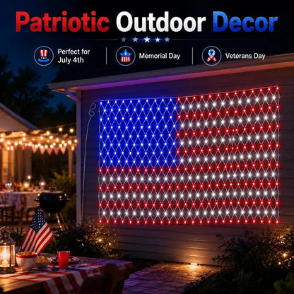 ⭐USA 250th Anniversary 49% OFF⭐Solar American Flag Lights Outdoor-WH