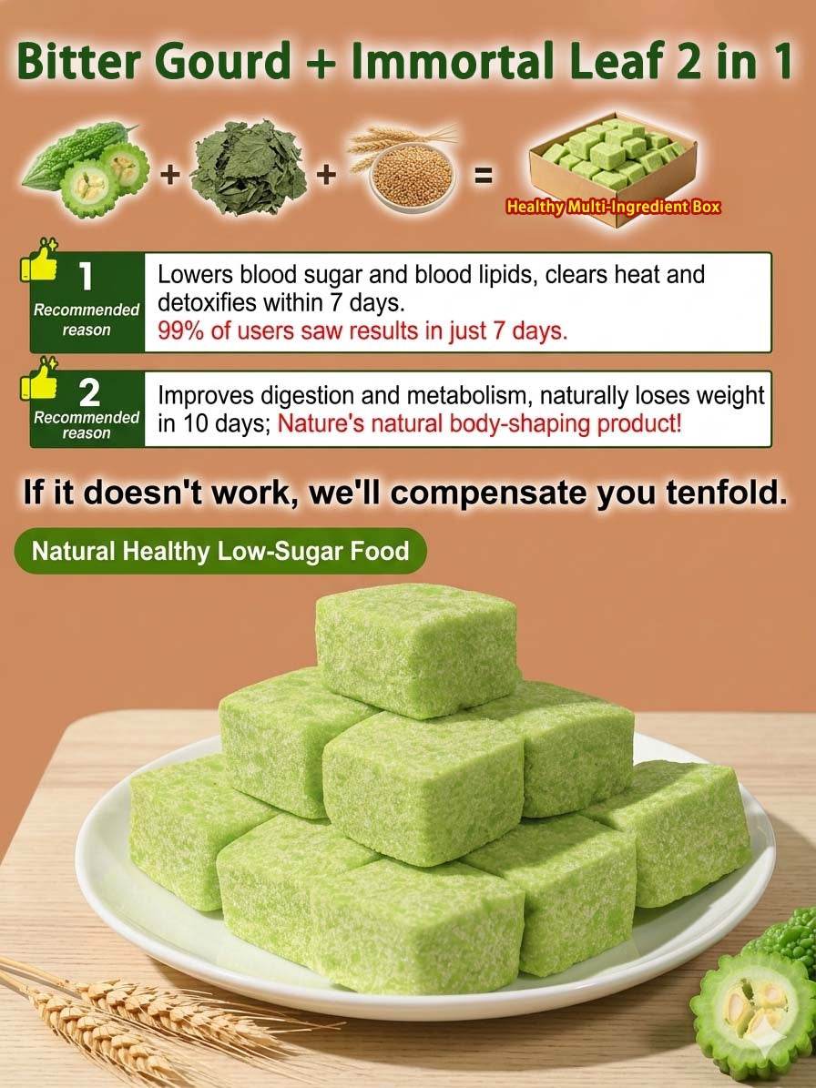 🥒✨ Whole Grain Bitter Gourd Immortal Leaf Cube | Natural Detox Snack, Balances Blood Glucose, Improves Gut Metabolism for Gentle Weight Management-$LA