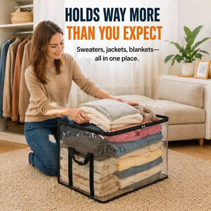 🔥Last Day 49% OFF🔥Large Clear Thick Plastic Storage Box with Hinged Lid-CJ