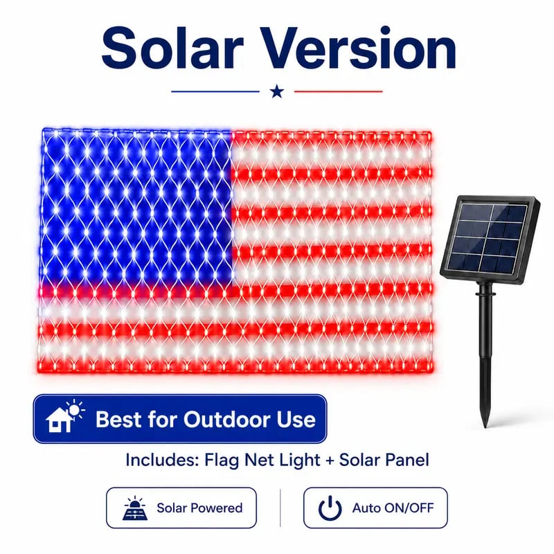 ⭐USA 250th Anniversary 49% OFF⭐Solar American Flag Lights Outdoor-WH