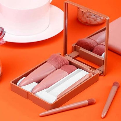 Easy-taken Travel Makeup Brush Set. COSHINE 5pcs Mini Complete Function Cosmetic Brushes Kit (5pcs with holder)