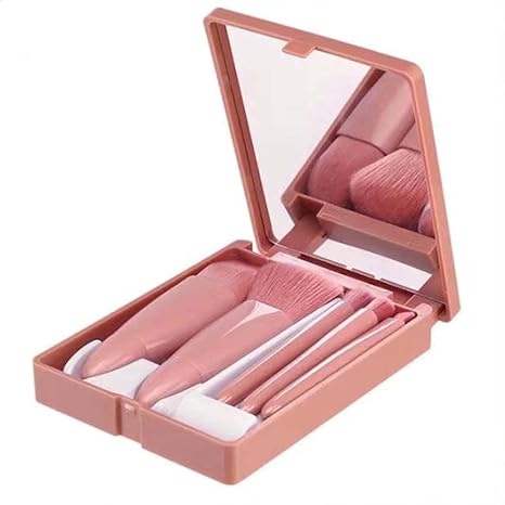 Easy-taken Travel Makeup Brush Set. COSHINE 5pcs Mini Complete Function Cosmetic Brushes Kit (5pcs with holder)