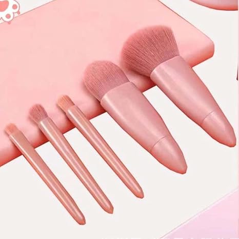 Easy-taken Travel Makeup Brush Set. COSHINE 5pcs Mini Complete Function Cosmetic Brushes Kit (5pcs with holder)