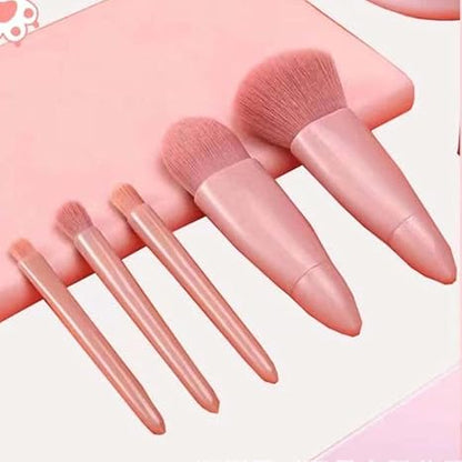Easy-taken Travel Makeup Brush Set. COSHINE 5pcs Mini Complete Function Cosmetic Brushes Kit (5pcs with holder)