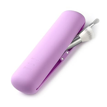 Large Travel Makeup Brush Holder with 4Pcs Makeup Brushes