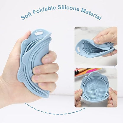 Foldable Silicone Makeup Brush Cleaner Bowl - Etercycle Portable Cleaning Tool for Brushes. Powder Puffs. and Sponges (Pink)