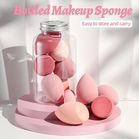 Makeup Sponge Set BS-MALL Blender Sponges 7 Pcs for Liquid. Cream. and Powder. Multi-colored with 1 Mini Makeup Sponge Pink (F-PinkGrey)