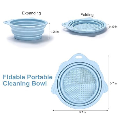 Foldable Silicone Makeup Brush Cleaner Bowl - Etercycle Portable Cleaning Tool for Brushes. Powder Puffs. and Sponges (Pink)