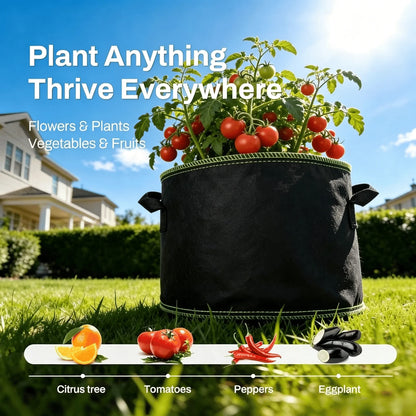 🌱 5-Pack 5 Gallon Grow Bags – Heavy Duty Aeration Fabric Pots with Handles for Vegetables, Flowers & Fruits 🪴-$AC