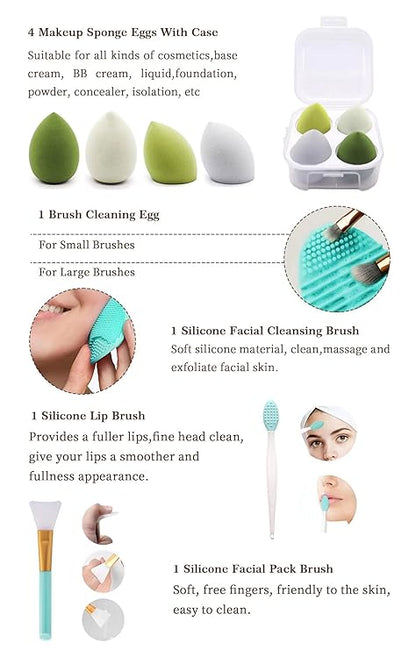 Makeup Brushes 22 Pcs Makeup Kit.Foundation Brush Eyeshadow Brush Make up Brushes Set (Green. 22 Piece Set Large)