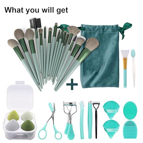 Makeup Brushes 22 Pcs Makeup Kit.Foundation Brush Eyeshadow Brush Make up Brushes Set (Green. 22 Piece Set Large)