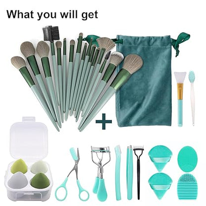Makeup Brushes 22 Pcs Makeup Kit.Foundation Brush Eyeshadow Brush Make up Brushes Set (Green. 22 Piece Set Large)