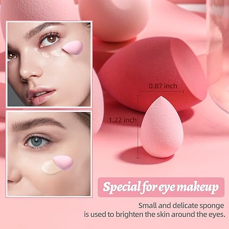 Makeup Sponge Set BS-MALL Blender Sponges 7 Pcs for Liquid. Cream. and Powder. Multi-colored with 1 Mini Makeup Sponge Pink (F-PinkGrey)