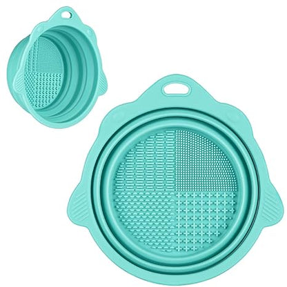 Foldable Silicone Makeup Brush Cleaner Bowl - Etercycle Portable Cleaning Tool for Brushes. Powder Puffs. and Sponges (Pink)