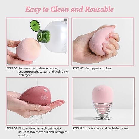 Makeup Sponge Set BS-MALL Blender Sponges 7 Pcs for Liquid. Cream. and Powder. Multi-colored with 1 Mini Makeup Sponge Pink (F-PinkGrey)