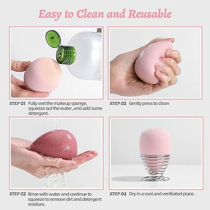 Makeup Sponge Set BS-MALL Blender Sponges 7 Pcs for Liquid. Cream. and Powder. Multi-colored with 1 Mini Makeup Sponge Pink (F-PinkGrey)