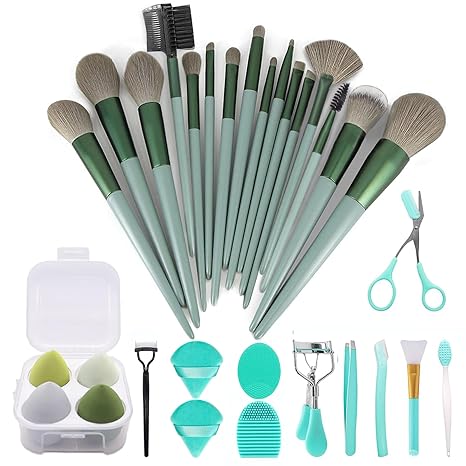 Makeup Brushes 22 Pcs Makeup Kit.Foundation Brush Eyeshadow Brush Make up Brushes Set (Green. 22 Piece Set Large)