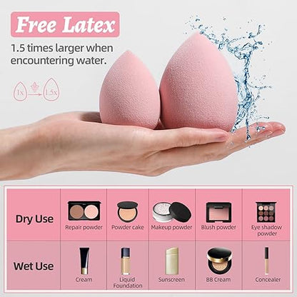 Makeup Sponge Set BS-MALL Blender Sponges 7 Pcs for Liquid. Cream. and Powder. Multi-colored with 1 Mini Makeup Sponge Pink (F-PinkGrey)