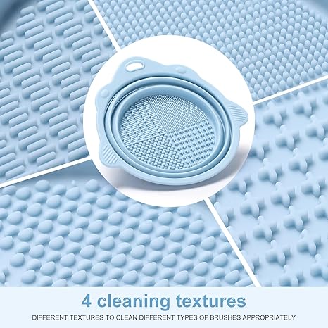 Foldable Silicone Makeup Brush Cleaner Bowl - Etercycle Portable Cleaning Tool for Brushes. Powder Puffs. and Sponges (Pink)