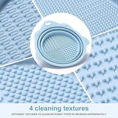 Foldable Silicone Makeup Brush Cleaner Bowl - Etercycle Portable Cleaning Tool for Brushes. Powder Puffs. and Sponges (Pink)