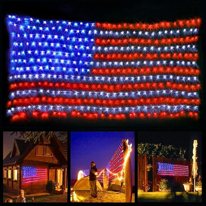 ⭐USA 250th Anniversary 49% OFF⭐Solar American Flag Lights Outdoor-WH