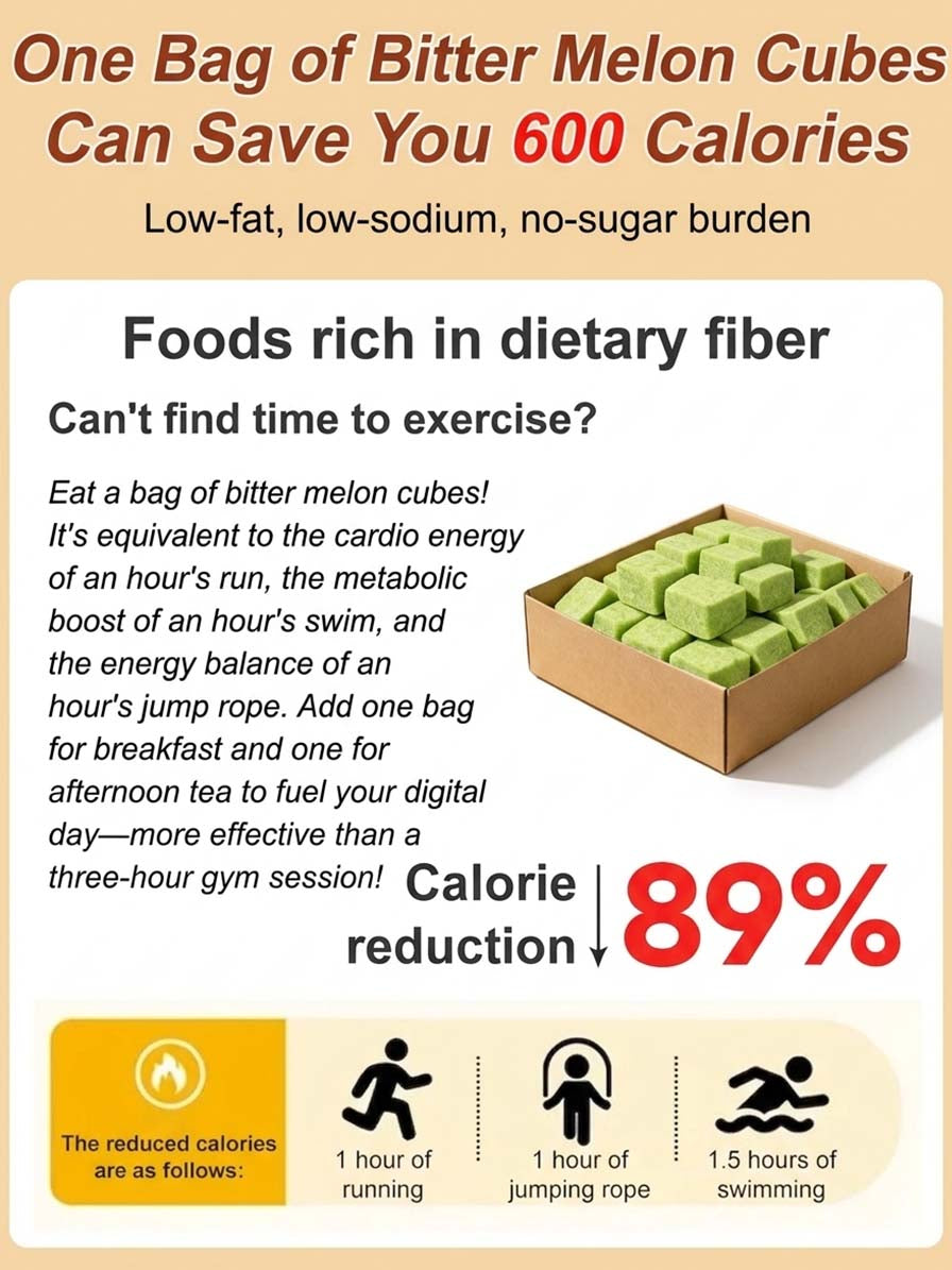 🥒✨ Whole Grain Bitter Gourd Immortal Leaf Cube | Natural Detox Snack, Balances Blood Glucose, Improves Gut Metabolism for Gentle Weight Management-$LA