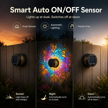 ✨Solar Mandala Wall Light | Outdoor Garden Fence Projector Lamp 🪐🌌-$LA