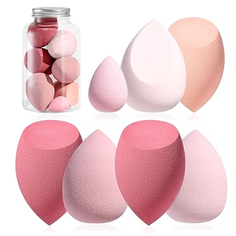Makeup Sponge Set BS-MALL Blender Sponges 7 Pcs for Liquid. Cream. and Powder. Multi-colored with 1 Mini Makeup Sponge Pink (F-PinkGrey)