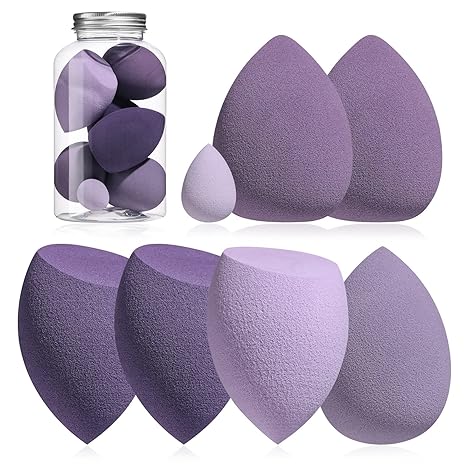 Makeup Sponge Set BS-MALL Blender Sponges 7 Pcs for Liquid. Cream. and Powder. Multi-colored with 1 Mini Makeup Sponge Pink (F-PinkGrey)