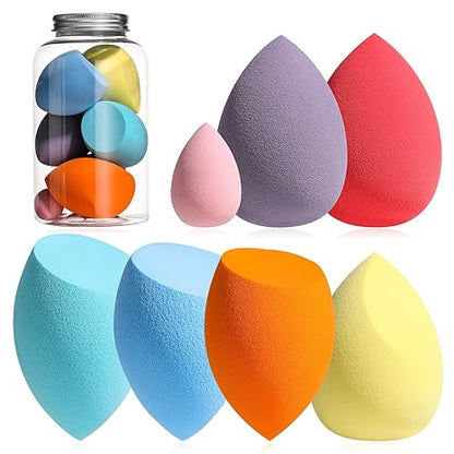 Makeup Sponge Set BS-MALL Blender Sponges 7 Pcs for Liquid. Cream. and Powder. Multi-colored with 1 Mini Makeup Sponge Pink (F-PinkGrey)