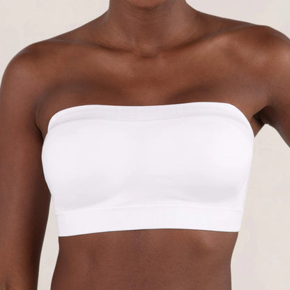 Convertible Strapless Bandeau Bra with Wireless Comfort, Anti-Slip Grip & Removable Straps-WH