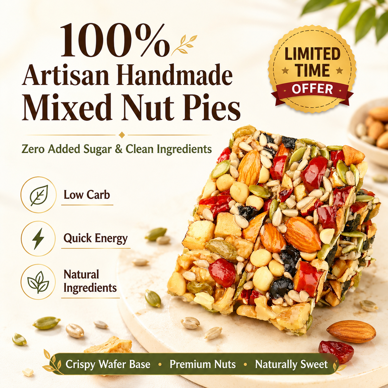 🥧 100% Artisan Handmade Mixed Nut Pies (Zero Added Sugar & Clean Ingredients) 🌰-CJ