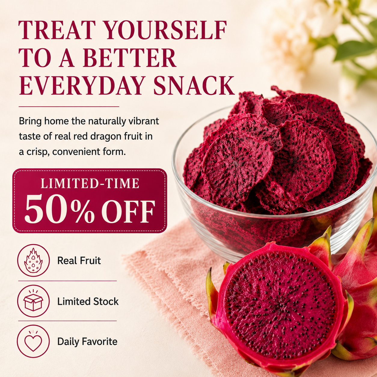 🍈 Real Red Dragon Fruit A Deliciously Easy Daily Snack-CJ